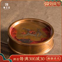 Zhenbaotang pot bearing pure handmade copper pot dry foam table large capacity storage kettle support Chinese kung fu tea accessories