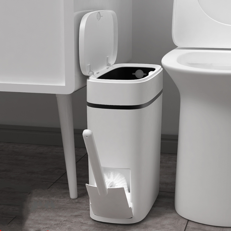 Household Trash Can, Toilet, Bathroom, Toilet Brush Integrated, Gap-Pressing Type, Special Sanitary Bin for Toilet Paper Basket