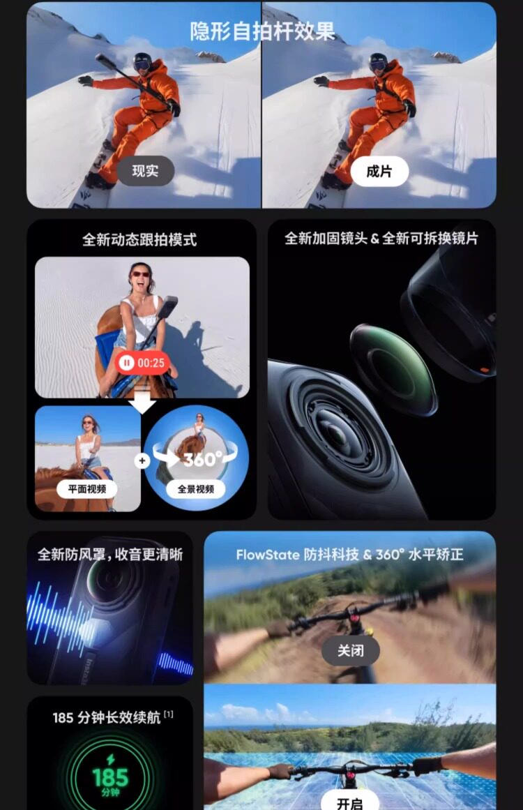 Shadow Stone Insta360 x5 панорамный движение камера дайвинг мотоцикл верховая езда Стабилизация водонепроницаемый 8K видео-съёмка высокого разрешения машина 
