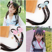 Childrens wig braid Chinese wind bell flower woven hair rope girl headdress Princess Hanfu cos shape bun