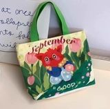Мультяшный шоппер для выхода на улицу, вместительная и большая сумка с петлей на руку, льняная сумка