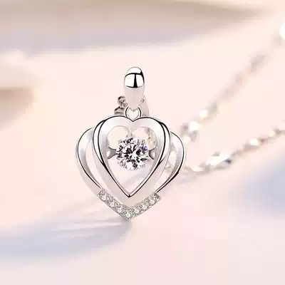 Brand counter sterling silver 18K Platinum smart heart necklace Valentine's Day to send girlfriend wife birthday gift lettering