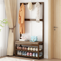 Entrance Solid Wood Change Shoes Cabinet Shoes Cabinet Integrated Hanger Home Doorway Light Lavish Entrance Door Can Sit Strip Stool For Changing Shoes Stool