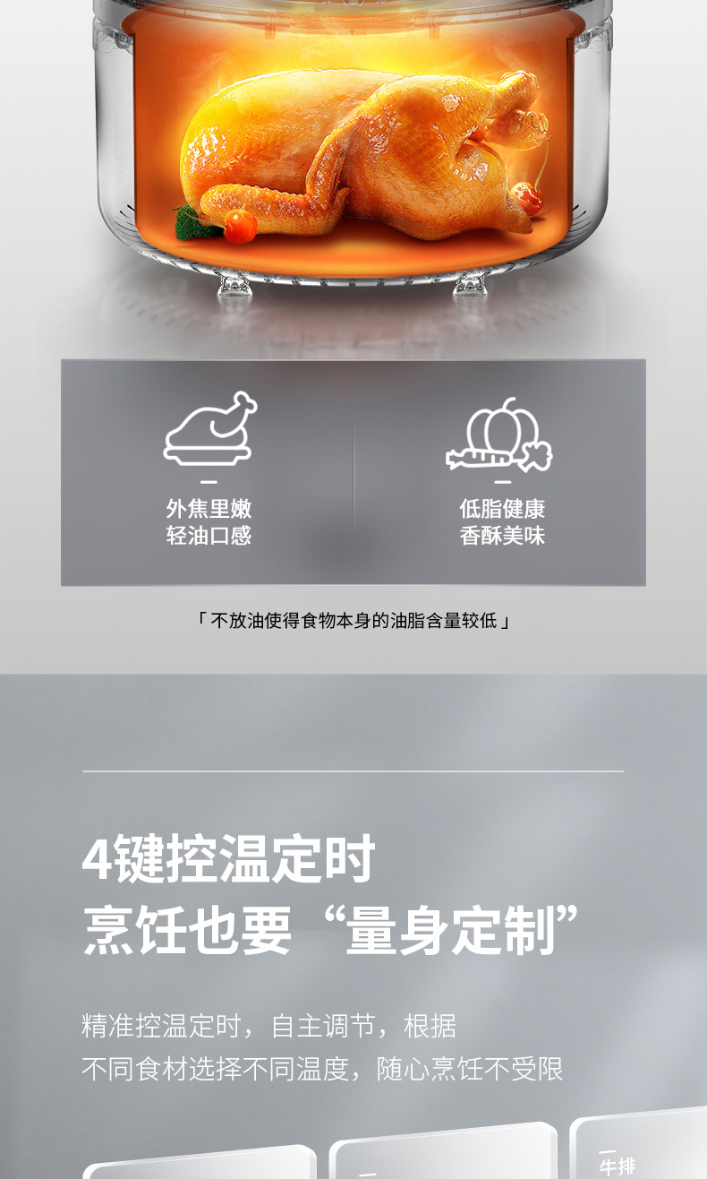 旗舰款 九阳 全息智能触控+透明可视 空气炸锅 5.5L 图5