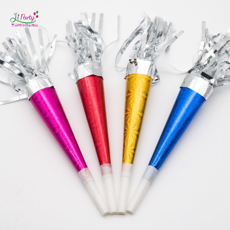 Jasmine party) 6 Laser Paper Flow Su Trumpeter Children Flute Birthday New Year Blow Dragon Atmosphere Photo Props
