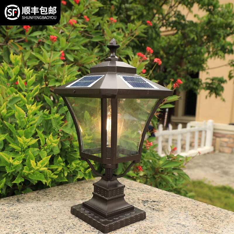 Sankt Art Solar Post Headlights Wall Light Pillar Lamp Outdoor Waterproof Induction Courtyard Lamp Outdoor Home Gate