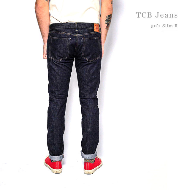 TCBJEANS50'S50SSLIMR ໂສ້ງຢີນກາງເກຣນສີກາກີແບບກາງ-ຂາສັ້ນກະທັດຮັດ