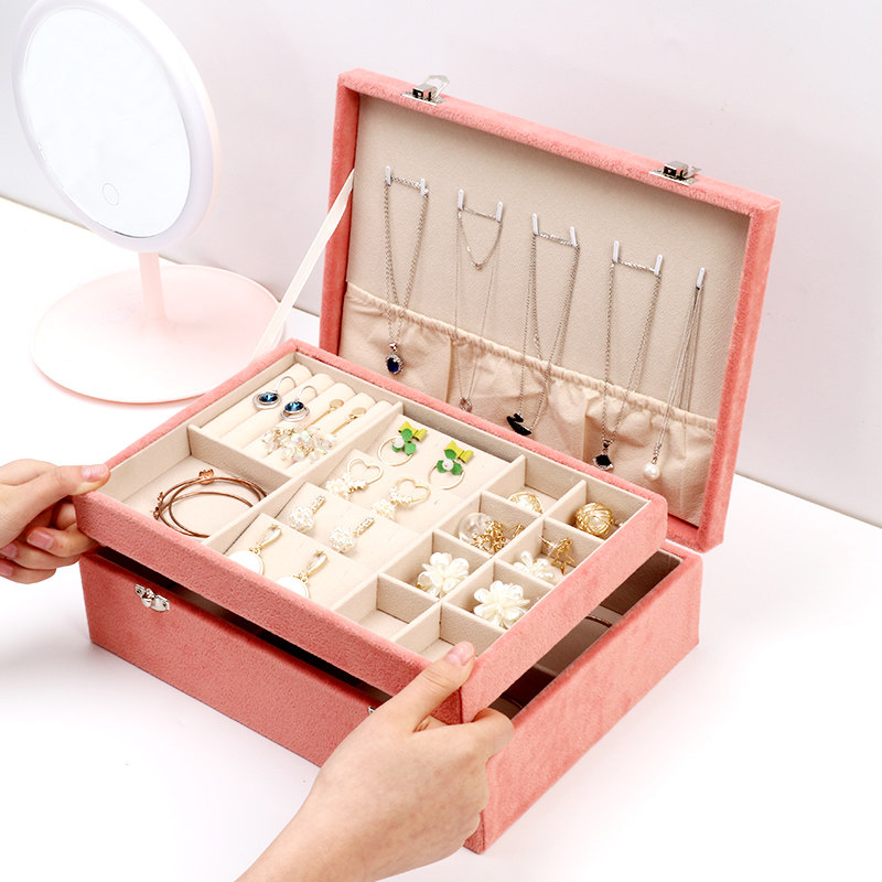 Multi-layer jewelry box earrings earrings earrings storage box ear needle box subnet red ins jewelry box large capacity necklace box