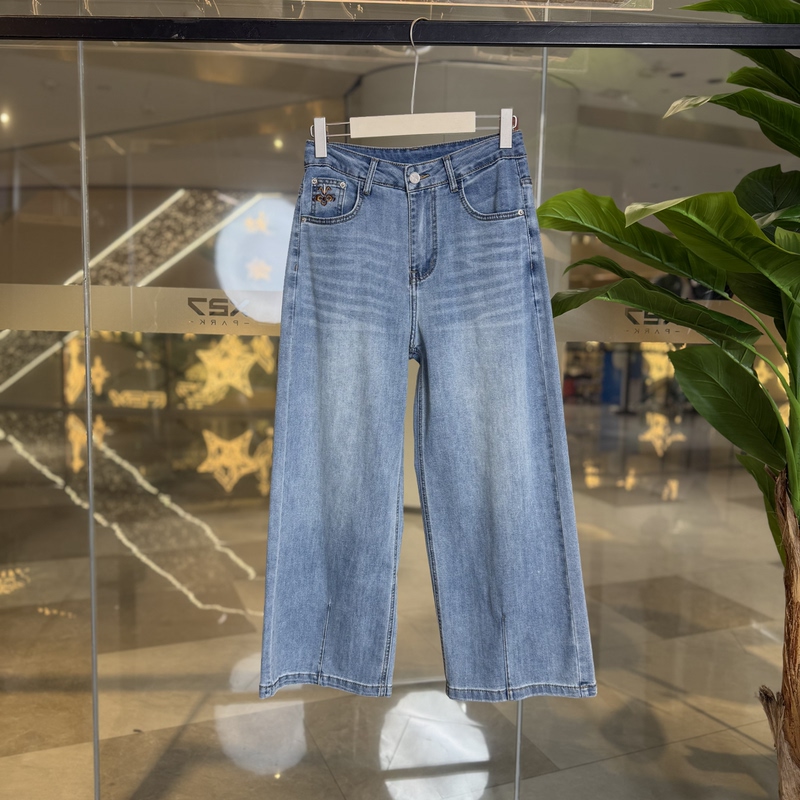[Pure Realm] Summer Cj2636 (Non-Returnable) Denim Cropped Straight-Leg Pants