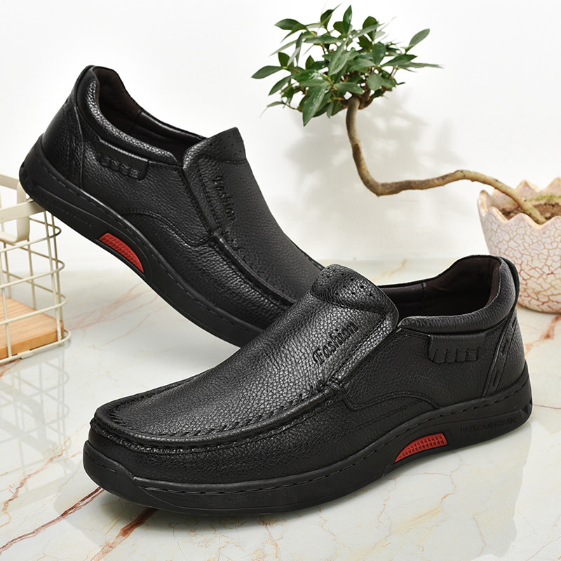 Seven Wolves Men Shoes 2021 Summer Soft Bottom Men's Business Leather Shoes Head Layer Cow Leather Breathable Covered Feet Black Casual Shoes