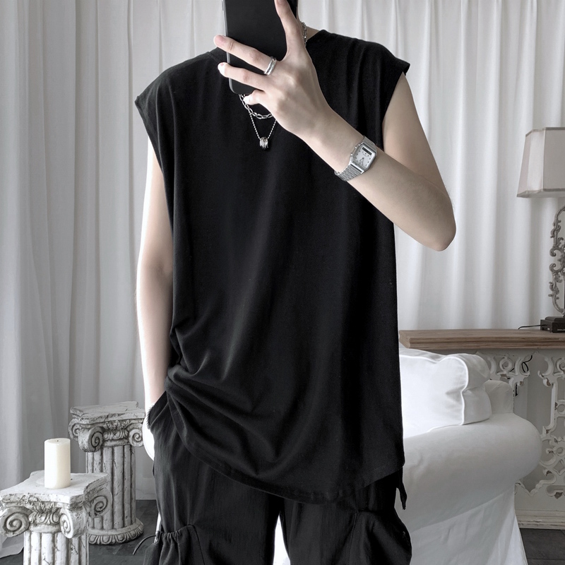 Dark Ensemble Men's Wear Sleeveless T-shirt Boy Boy Short Sleeve Tide Card Tide Vest Hit Bottom Sweatshirt Sports Casual Clothes