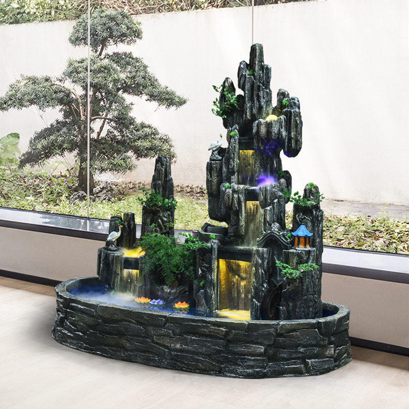 Large rockery water fountain fish pond landscape indoor courtyard balcony living room hotel opening housewarming gift ornaments