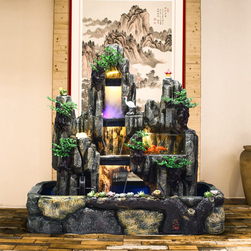 Large Fake Mountain Flowing Water Fountain Outdoor Garden Courtyard Indoor Living Room Living Room fish tank Balcony Landscape Landing a property swing piece