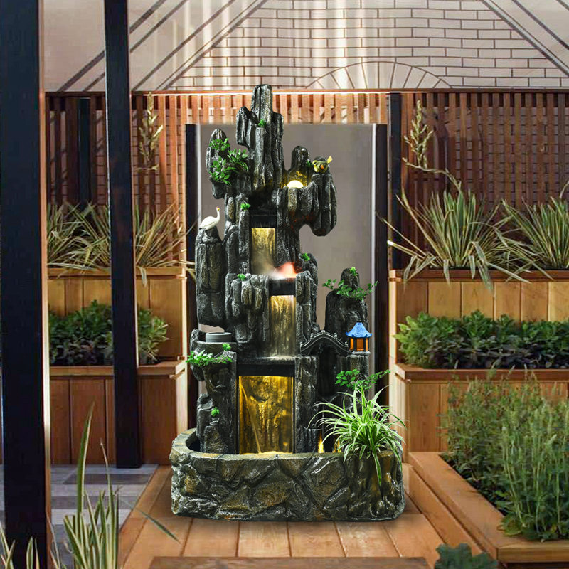 Large Fake Mountain Flowing Water Fountain Indoor Outdoor Villa Courtyard Balcony Living Room Garden Fish Pool Waterfall Pendulum