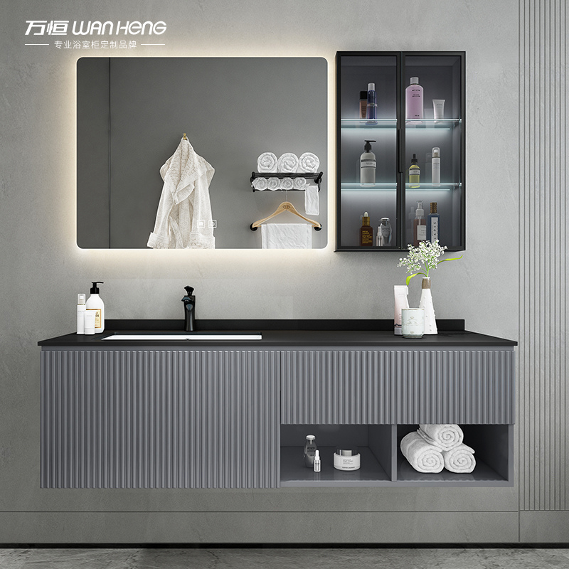 Rock Board Bath Room Cabinet Combination Modern Light Lavish Washbasin Washbasin Toilet Colle Basin Smart Wash Terrace Customised 