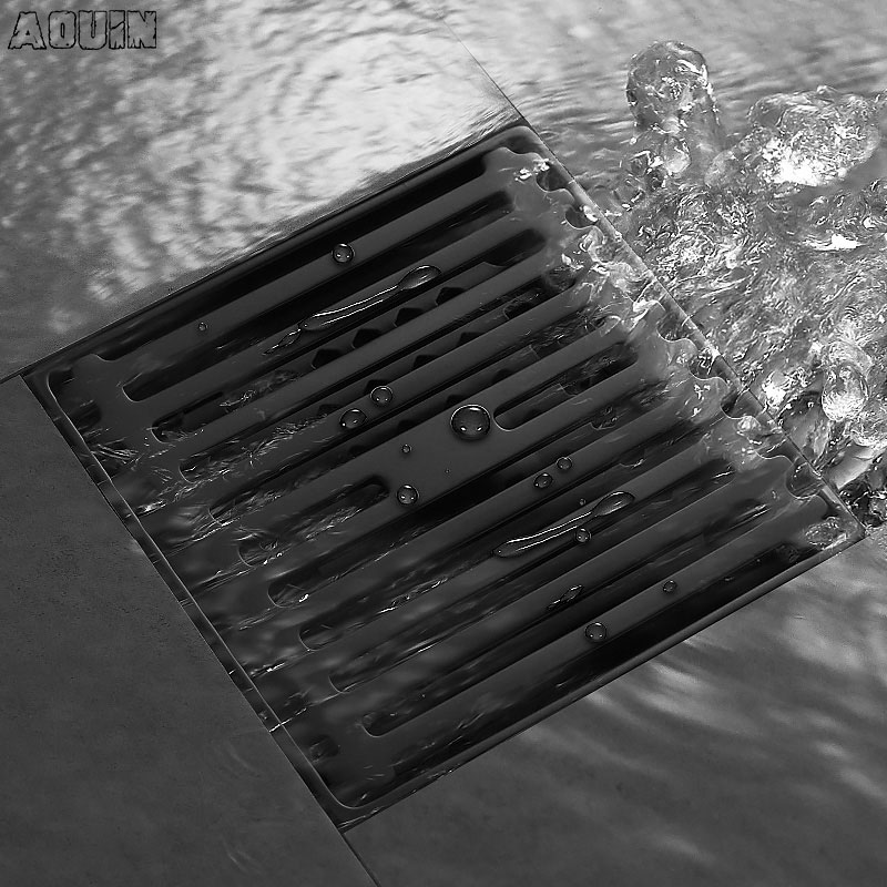 Black Deodorant Floor Drain Makeup Room Bathroom Core Invisible Sewer Core Invisible Large Displacement Washing Machine Full Copper Floor Drain