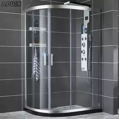 European-Indian bathroom bathroom arc fan-shaped tempered glass shower room overall powder room dry and wet partition door double movement