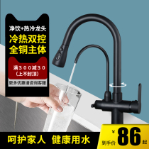 Kitchen wash basin three-in-one faucet hot and cold pull type water purifier direct drinking tank multifunctional household faucet