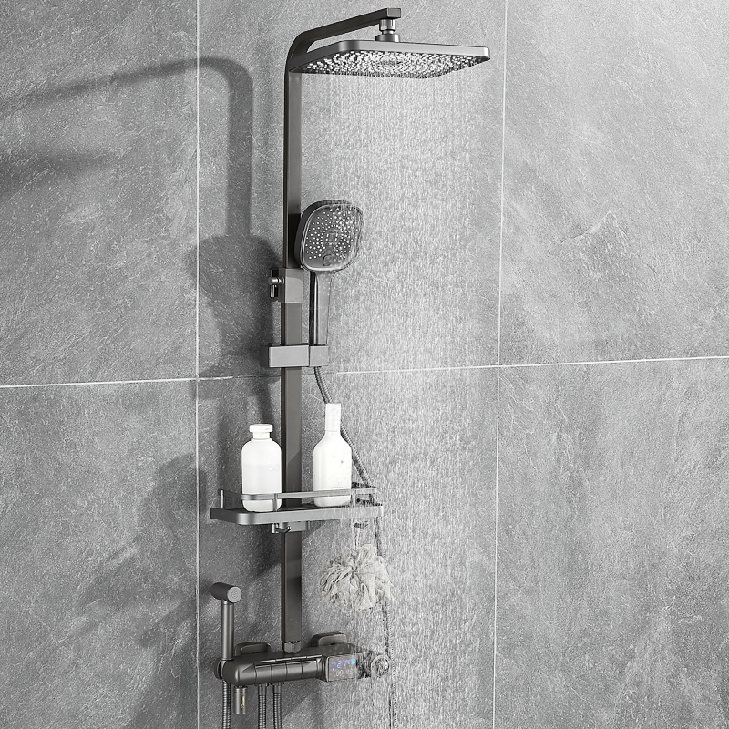 Shower suit supercharged digital display thermostatic bathroom bath shower nozzle bathroom bath lifting large shower faucet