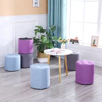 Yirong fabric small stool home creative round stool living room sofa stool low bench solid wood foot stool seat seat changing shoe stool