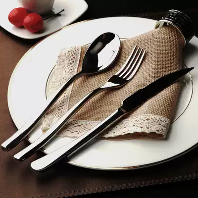 Thickened stainless steel household steak knives, forks, spoons, plates, Western tableware, two-piece set, three-piece set, full European style