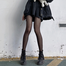 Black stockings pantyhose thin spring and summer sexy dark love socks childrens tide black silk jk Net red print