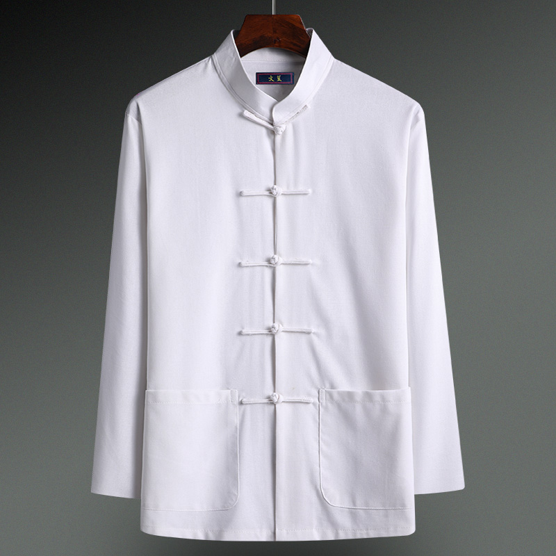 Middle-aged and elderly Tang suit men's long-sleeved underwear Chinese style grandpa dad shirt old man clothes Chinese style spring and autumn top - Taobao