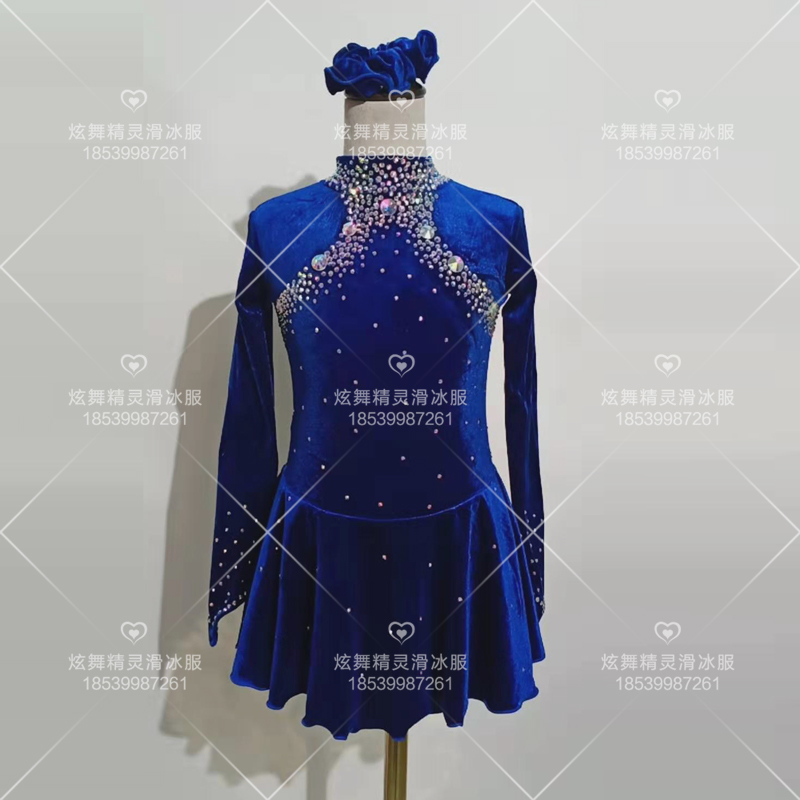 Hyun dance elf custom figure skating suit figure skating performance suit velvet women's skirt a122