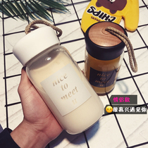 Korean version of the creative glass cute student female male couple a pair of cups Simple fresh portable trend water bottle