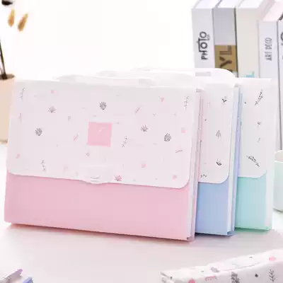 Del folder multi-layer student with classification data book paper storage box a4 insert test paper bag invoice file folder color cartoon cute organ bag test paper holder carry-on file bag