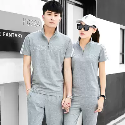 New table tennis suit set cotton men's and women's badminton clothes couple short-sleeved sportswear training game clothes