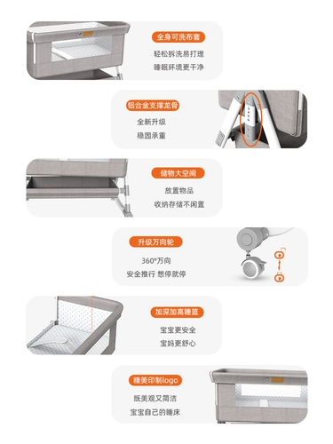 Портативная кроватка, складная детская универсальная колыбель для новорожденных для приставной кровати