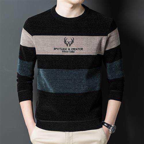 Chenille Sweater Male Round Collar Loose Youth Garnter Thickened Needle Weaselwear Men Warm Beating Undershirt Autumn Winter New-Taobao