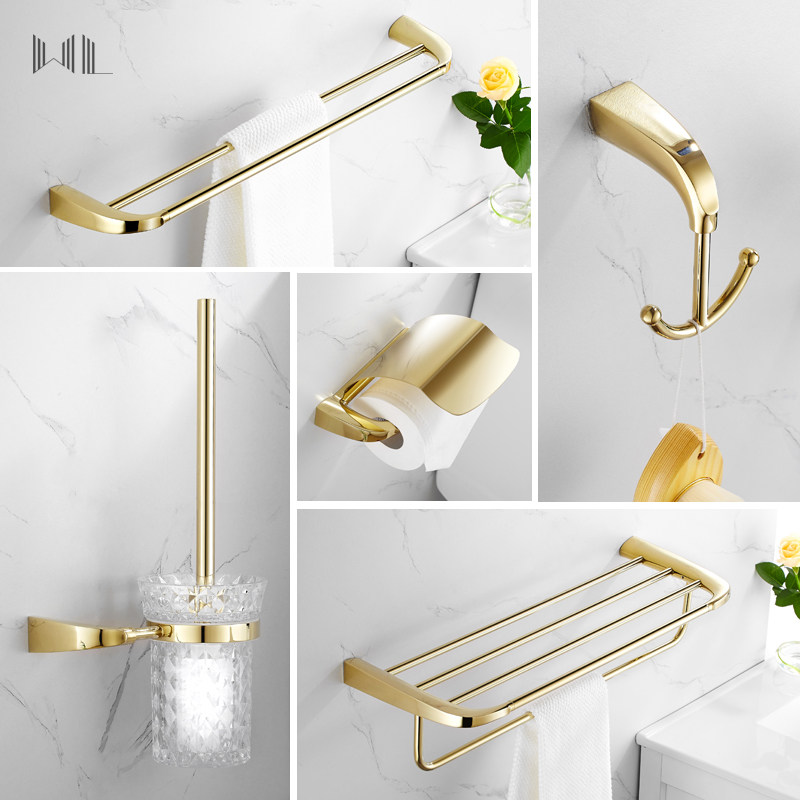 Minima light lavish minimalist bath towel rack gold wool towel rack suit makeup room toilet brush shelve bathroom towels hanging