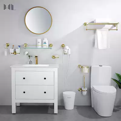Jane European all-copper gold bath towel rack Light luxury towel rack powder room toilet brush bathroom storage layer rack European style