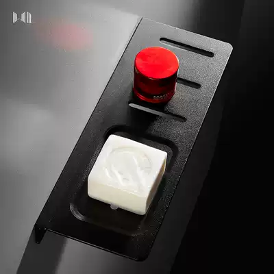 Nordic space aluminum black bathroom rack-free soap dish soap tray tray hotel powder room wall rack