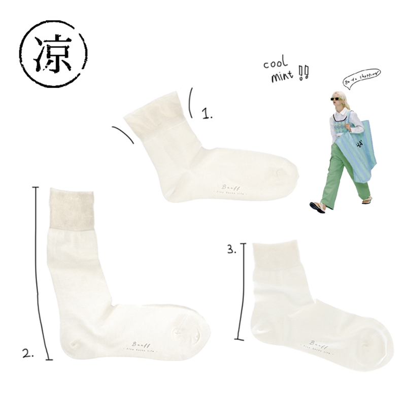 Beeff's "Slightly Cool Feeling Mint Green Women's Socks: Three Sock Lengths, Summer Cooling, High-Density Fine Knit Thin Socks