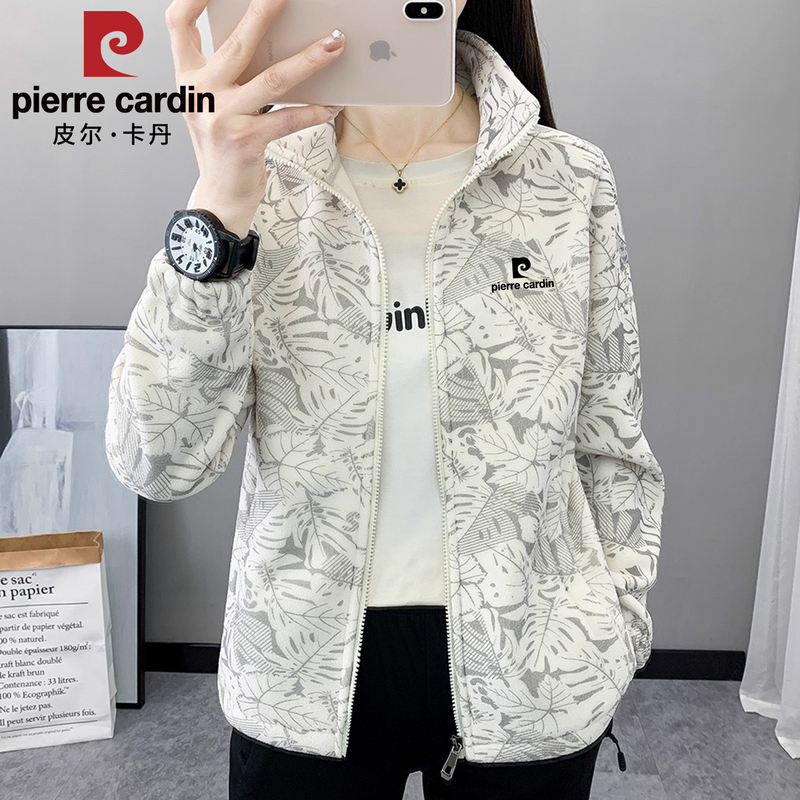Pierre Cardin Fleece Jacket for Women 2026 Autumn and Winter New Outdoor Fashion Fleece-Lined Thickened Jacket Top