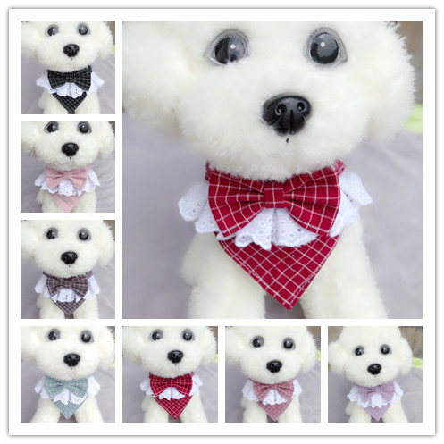 Pullable collar dog cute scarf Teddy small dog bichon poodle lace saliva towel triangular scarf bib