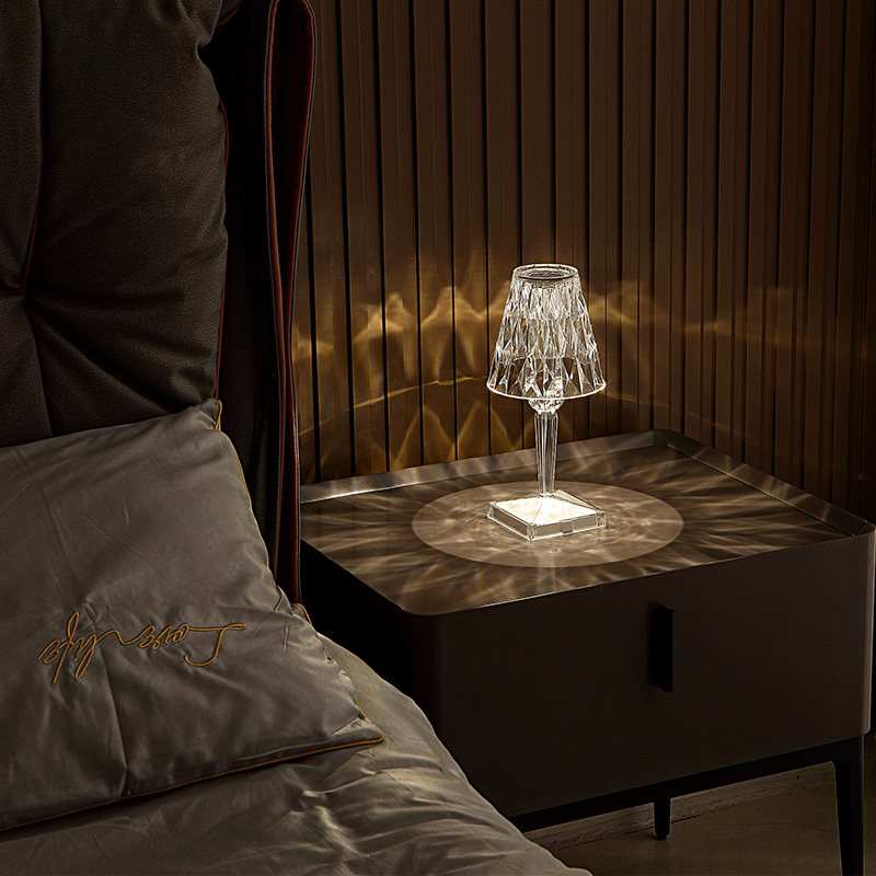 Internet celebrity diamond table lamp bedroom bedside lamp ins girl diamond light and shadow lamp decorative atmosphere lamp designer recommended