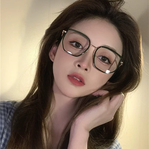 Retro Big Frame Myopia Glasses Женщины круглые лица против легкой анти -радиации защиты