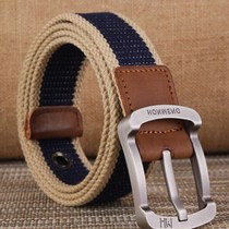 Belt Belt Black pin buckle Mens belt Womens fabric wide canvas belt Korean version of the male wild waist belt Jane labor protection