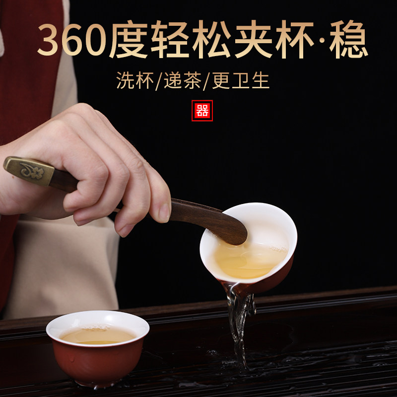 黄铜实木茶夹：传统与现代碰撞，功夫茶具中的艺术品-茶夹-淘宝百科网