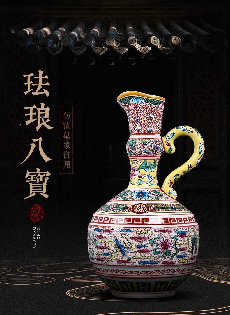 Jingdezhen porcelain floret bottle of pottery and porcelain enamel color restoring ancient ways of archaize sitting room of Chinese style household flower adornment furnishing articles