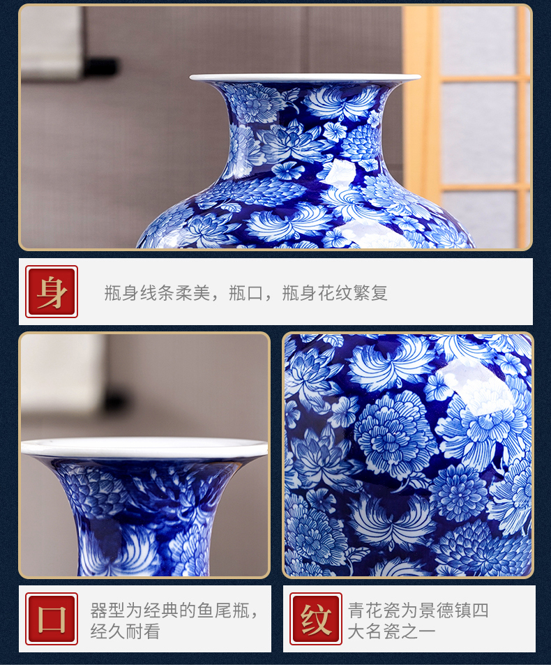 Restoring ancient ways of jingdezhen ceramic vases, youligong blue double ears to watch the sitting room porch decorate household furnishing articles