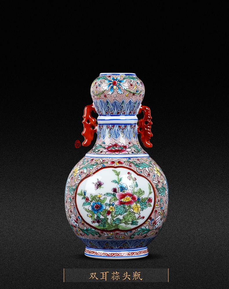 Jingdezhen porcelain floret bottle of pottery and porcelain enamel color restoring ancient ways of archaize sitting room of Chinese style household flower adornment furnishing articles