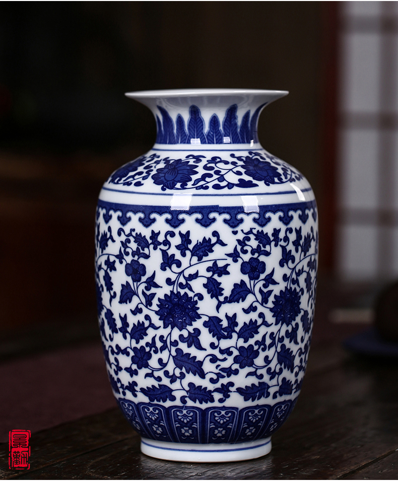 Jingdezhen porcelain floret bottle dry flower powder enamel decorations furnishing articles sitting room flower arranging Chinese style household ceramics handicraft