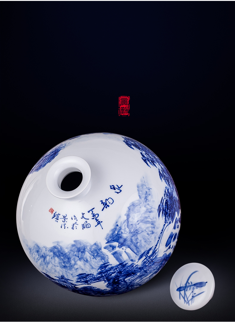 The Master of jingdezhen famous blue and white ten catties outfit Wu Wenhan hand - made ceramic terms bottle 10 jins jars jugs seal