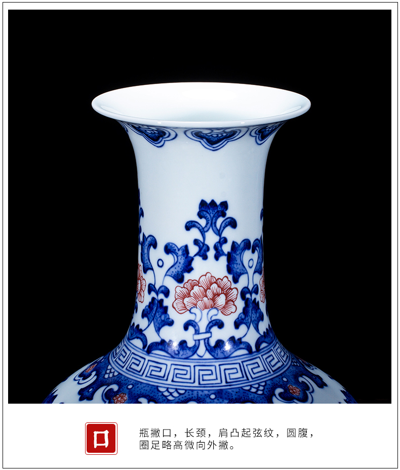 Jingdezhen ceramic vase sitting room place large blue and white porcelain Chinese style household TV ark, hand - made decorative vase