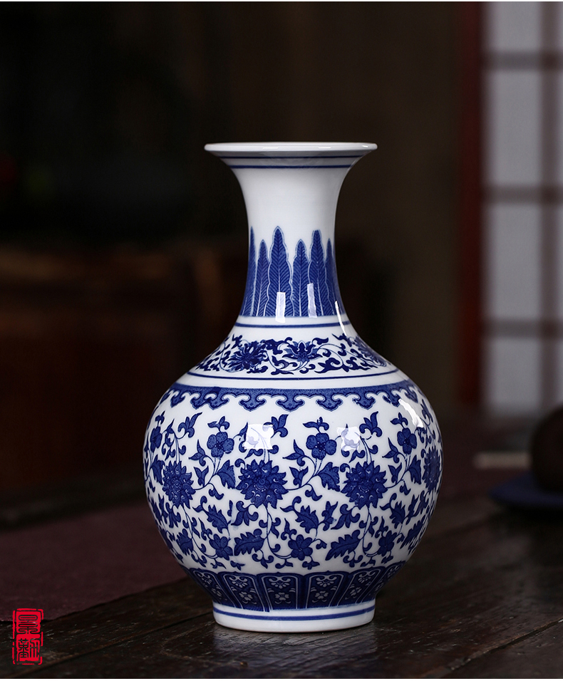 Jingdezhen porcelain floret bottle dry flower powder enamel decorations furnishing articles sitting room flower arranging Chinese style household ceramics handicraft